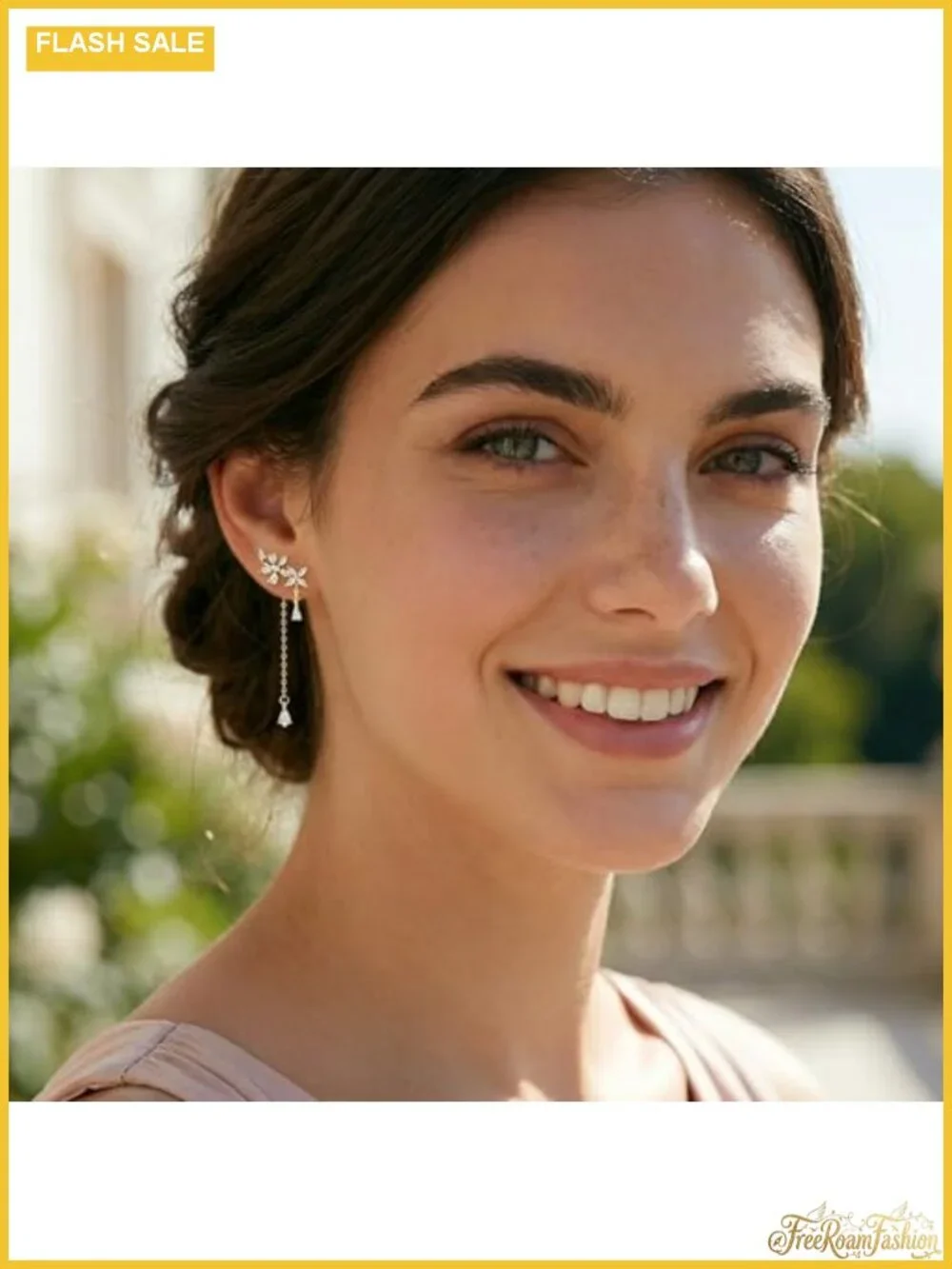 Sterling Silver Dainty CZ Flower Wrap Dangle Earrings for Women Bridal Wedding